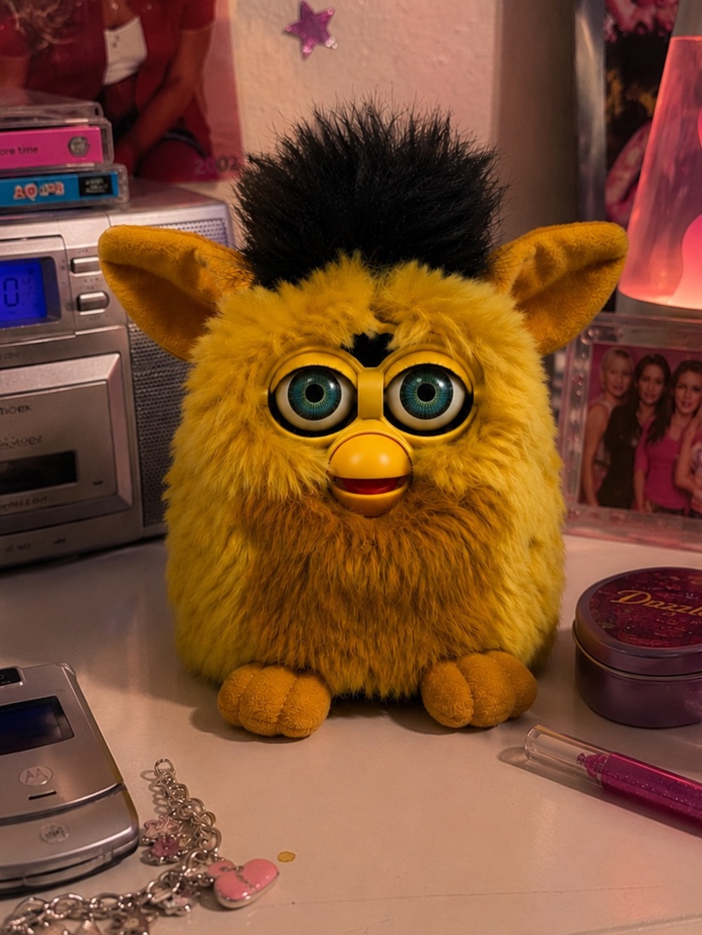 VTG 1999  Furby Plush with Black Hair and Blue Eyes NWT Y2K